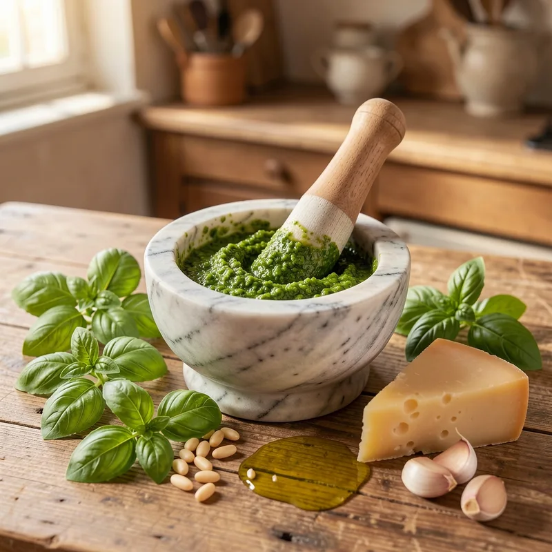 Pesto alla genovese : la vraie recette au mortier